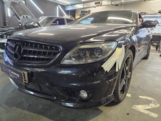 Mercedes-Benz W216 реставрация фар и покраска масок