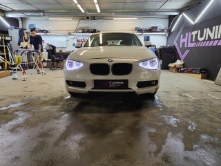 BMW 1 series установка Statlight A4, воскрешение фары, ангельские глазки
