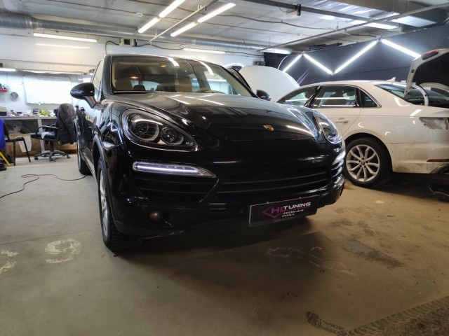 Porshe Cayenne замена линз на Aozoom K3 Dragon Knight, покраска масок и бронирование фар