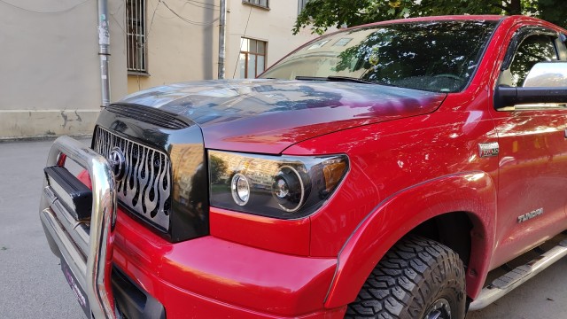 Toyota Tundra замена линз на Bi-led Aozoom K3, реставрация фар