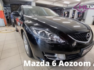 Mazda 6 установка би-диодных линз Aozoom A3+, глубокая полировка
