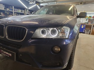 BMW X3 замена линз на Aozoom A4+ 2022, глубокая полировка фар, бронирование плёнкой (7)