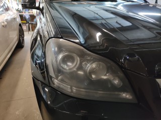 Mercedes-Benz GL164 замена линз на Aozoom K3 Dragon Knight 2022, глубокая полировка фар, оклейка (3)