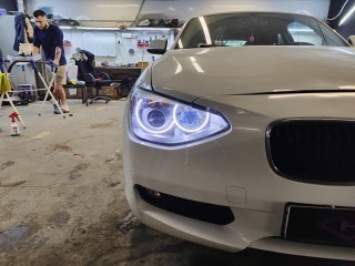 BMW 1 series установка Statlight A4, воскрешение фары, ангельские глазки (17)