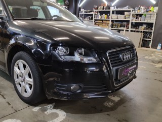 Audi A3 установка светодиодных bi-led линз MTF Dynamic Vision Style, замена стёкол фар (4)