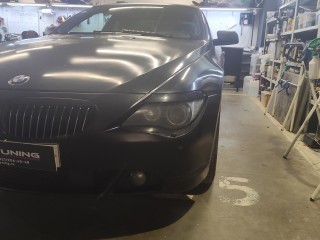 BMW 6 замена линз на Bi-led Viper Rays, шлифовка и бронирование фар, замена маркера Angel Eyes (1)