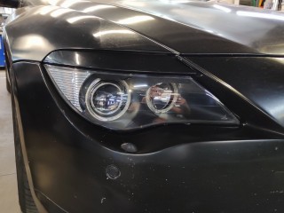 BMW 6 замена линз на Bi-led Viper Rays, шлифовка и бронирование фар, замена маркера Angel Eyes (8)