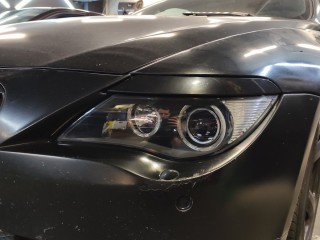 BMW 6 замена линз на Bi-led Viper Rays, шлифовка и бронирование фар, замена маркера Angel Eyes (10)