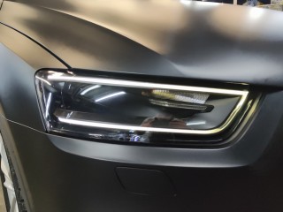 Audi Q3 замена линз на Biled Aozoom K3, анти-хром масок фар, бронирование (5)