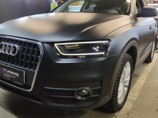 Audi Q3 замена линз на Biled Aozoom K3, анти-хром масок фар, бронирование (8)