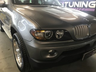 BMW X5 E53  замена линз на Aozoom A12, глубокая полировка фар, бронирование плёнкой (5)