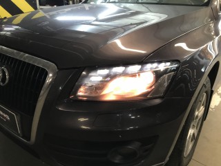 Audi Q5 замена линз на Aozoom A12, покраска масок фар (3)