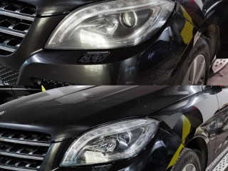 Mercedes ML-166 установка светодиодных линз Aozoom Laser 3.0, замена левого стекла (2)